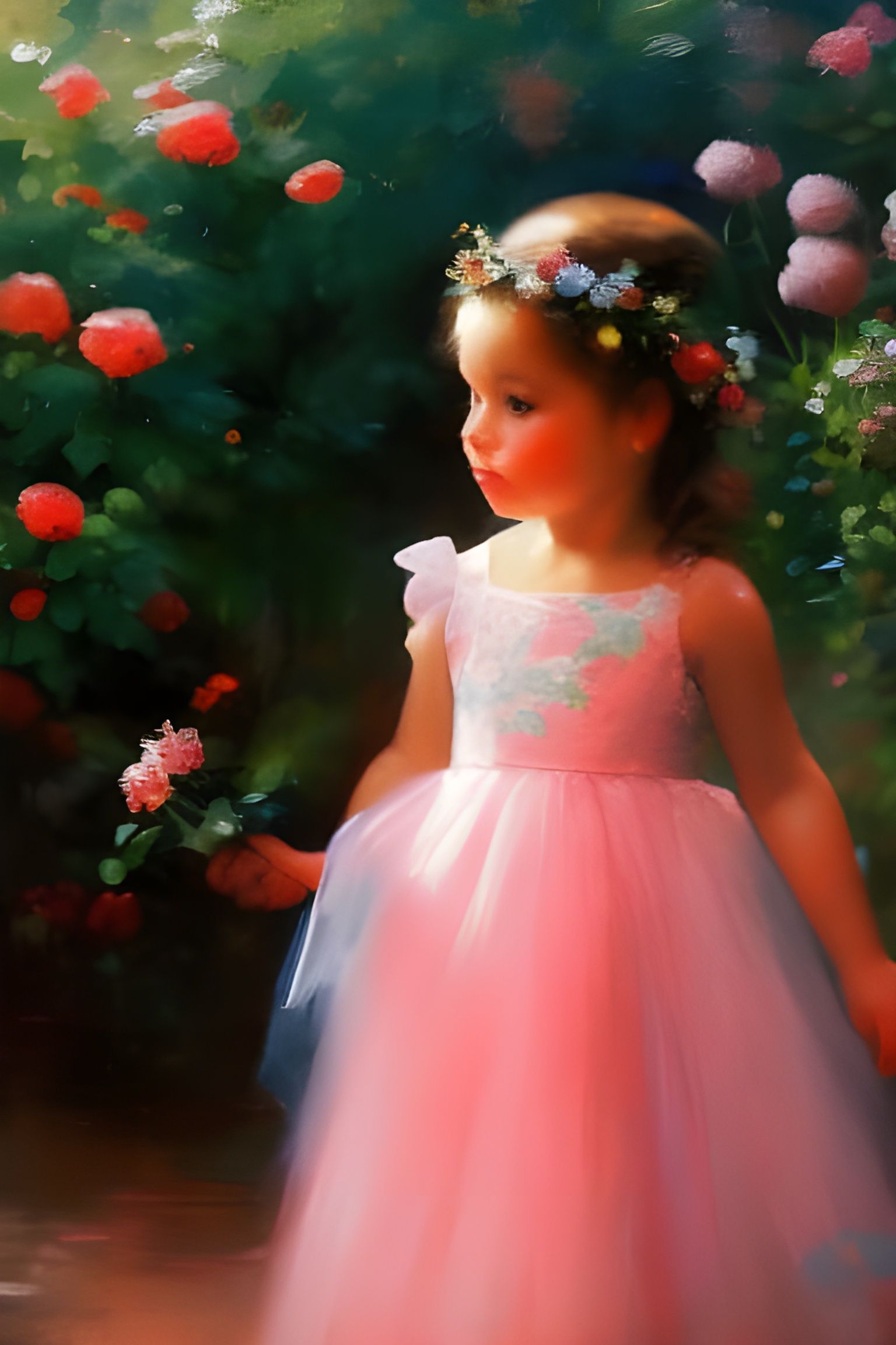 Beautiful thorn rose bush, painting by Pino Daeni