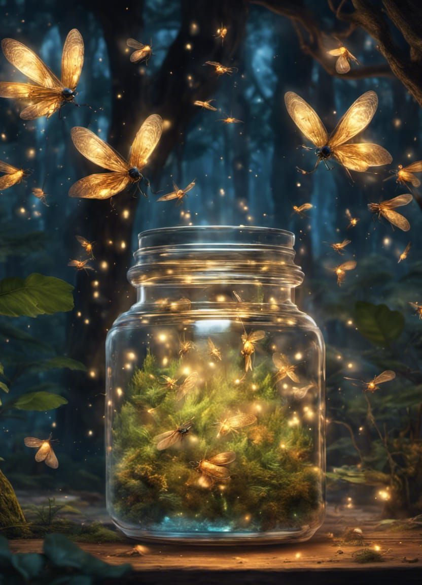 Fireflies in a jar  by @Mellow
