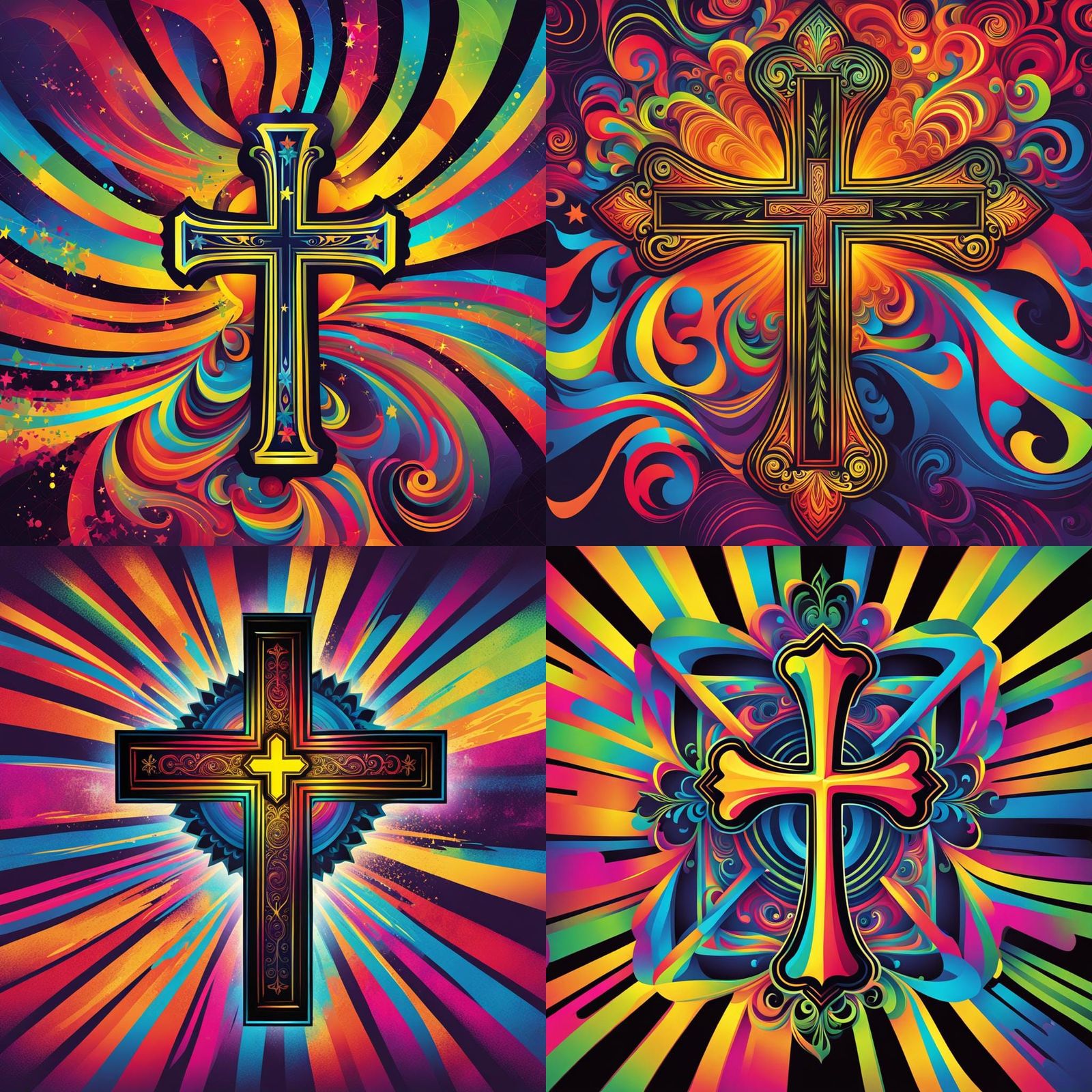 A flourescent Christian cross, Establishment clause, 10 comm...
