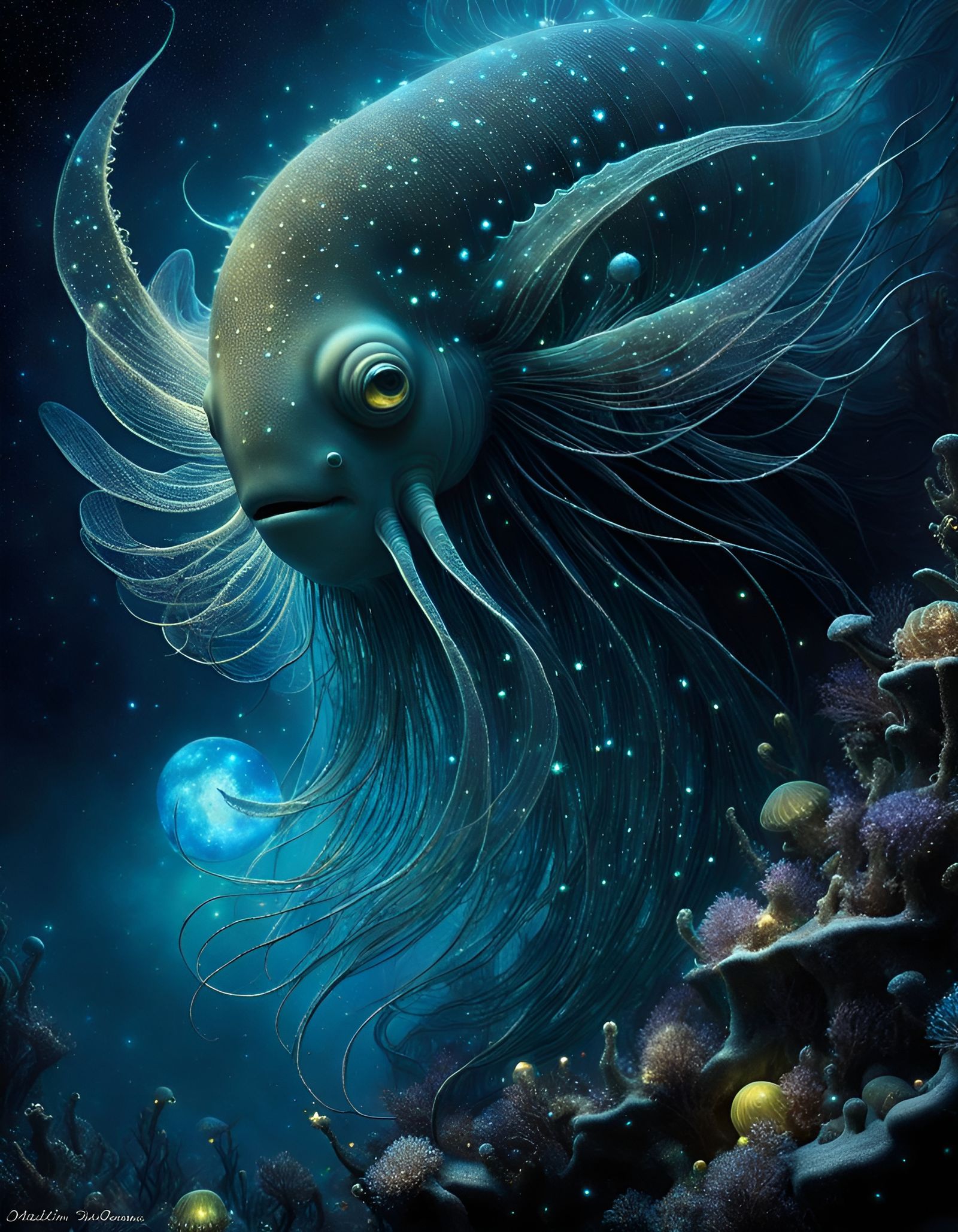 Bioluminescent Deep Sea Creature #11 - AI Generated Artwork - NightCafe ...