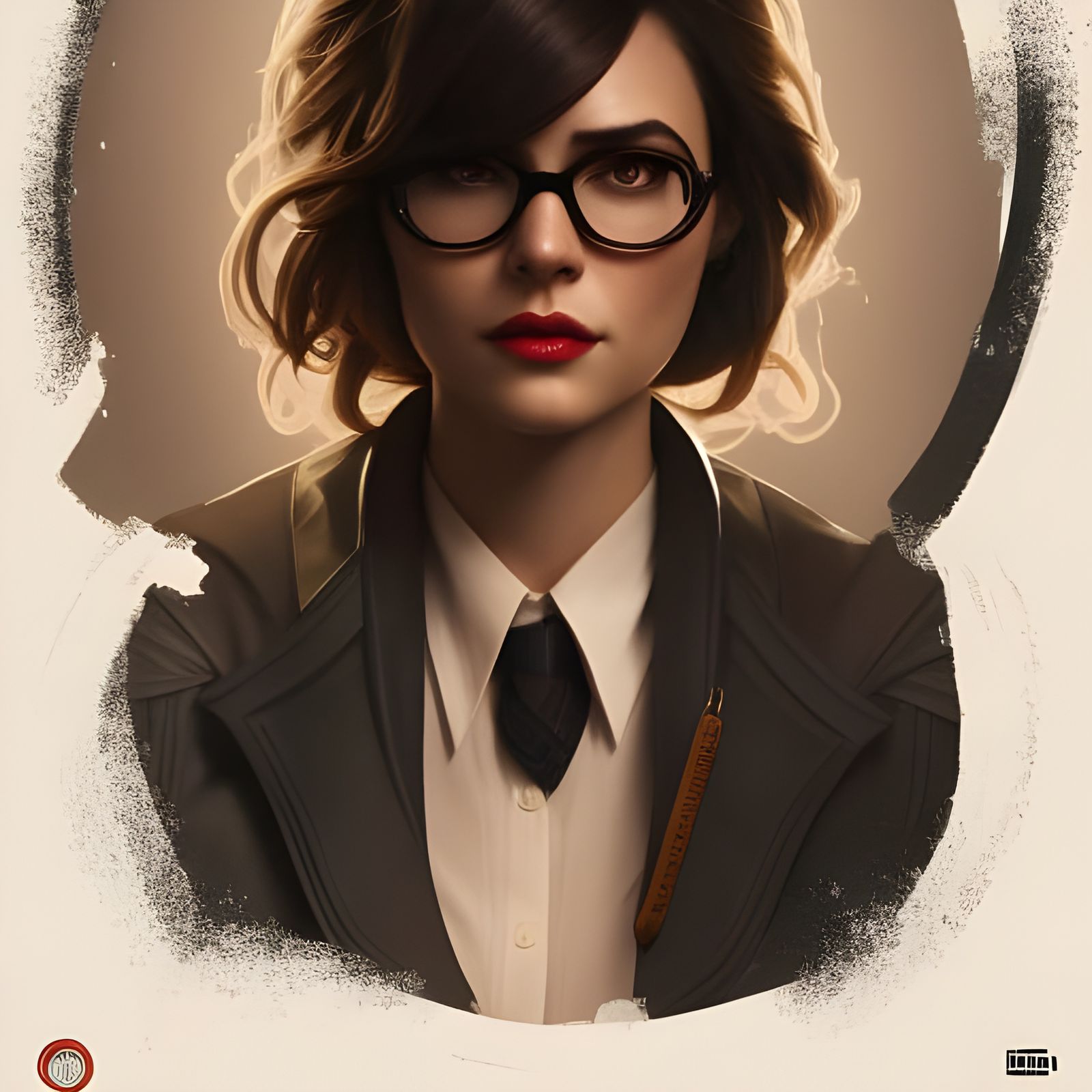spy noir librarian night, head and shoulders portrait, 8k re...