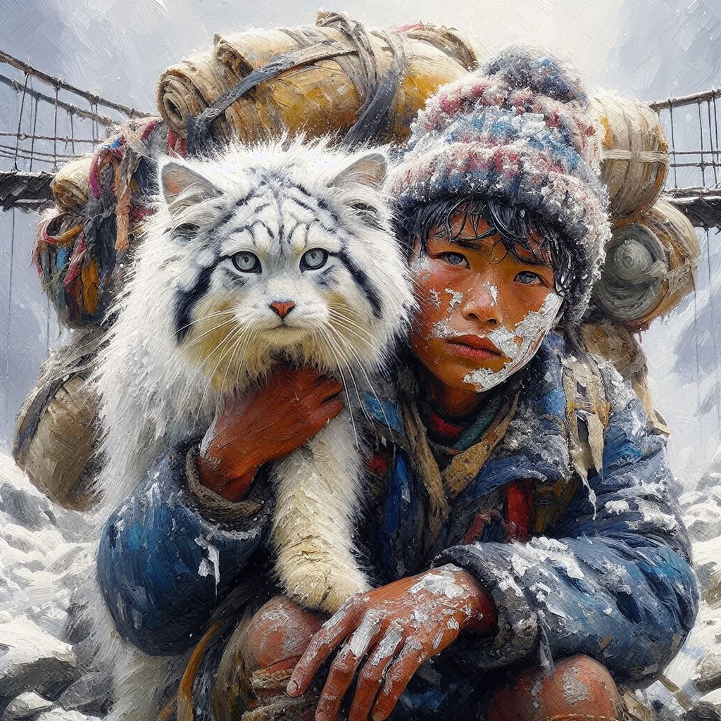 Nepali Boy and Pallas Cat (3)