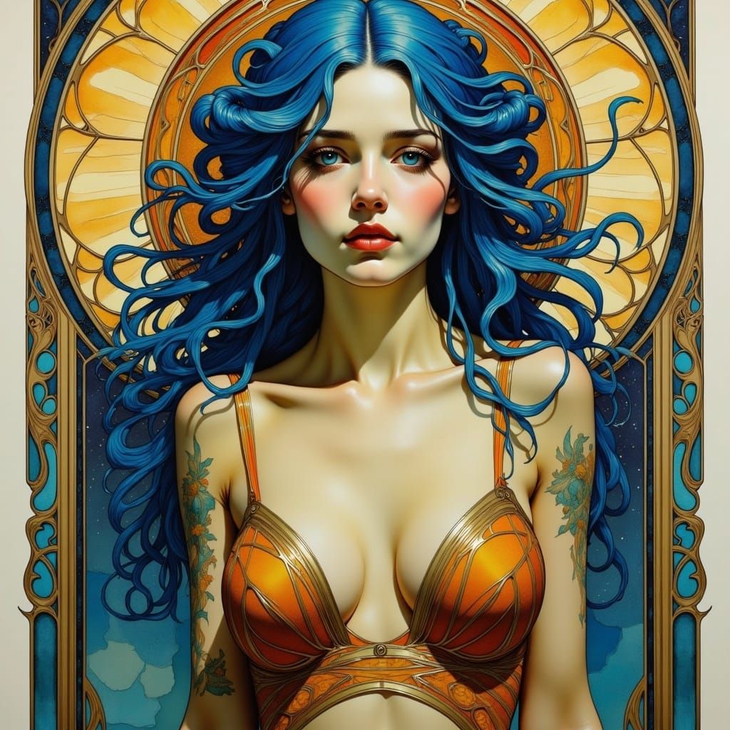 <lora:Neurographic Flux:1.0> art nouveau - art deco