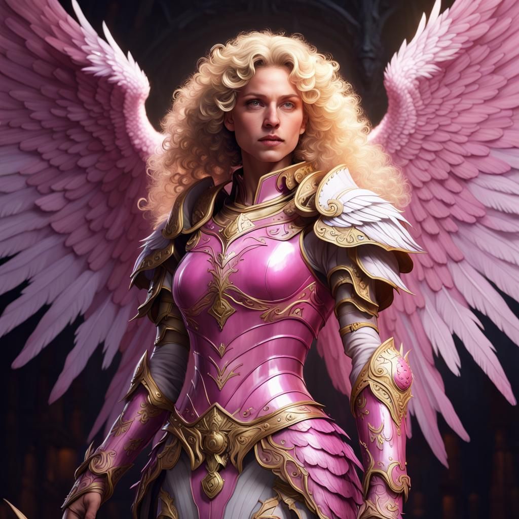 Blonde Queen in Pink Armor: Dark Fantasy Art