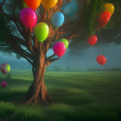 Tree made of balloons