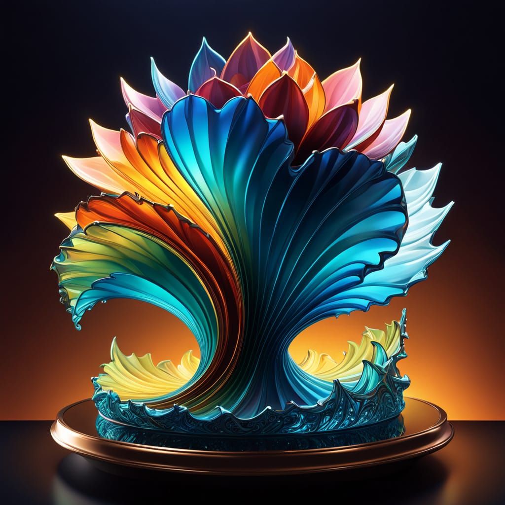 Ethereal Glass Sculpture in Vibrant Colors