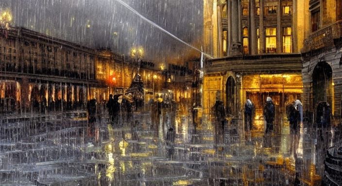 Grand Staircase of the Titanic in a Romantic Oil Painting