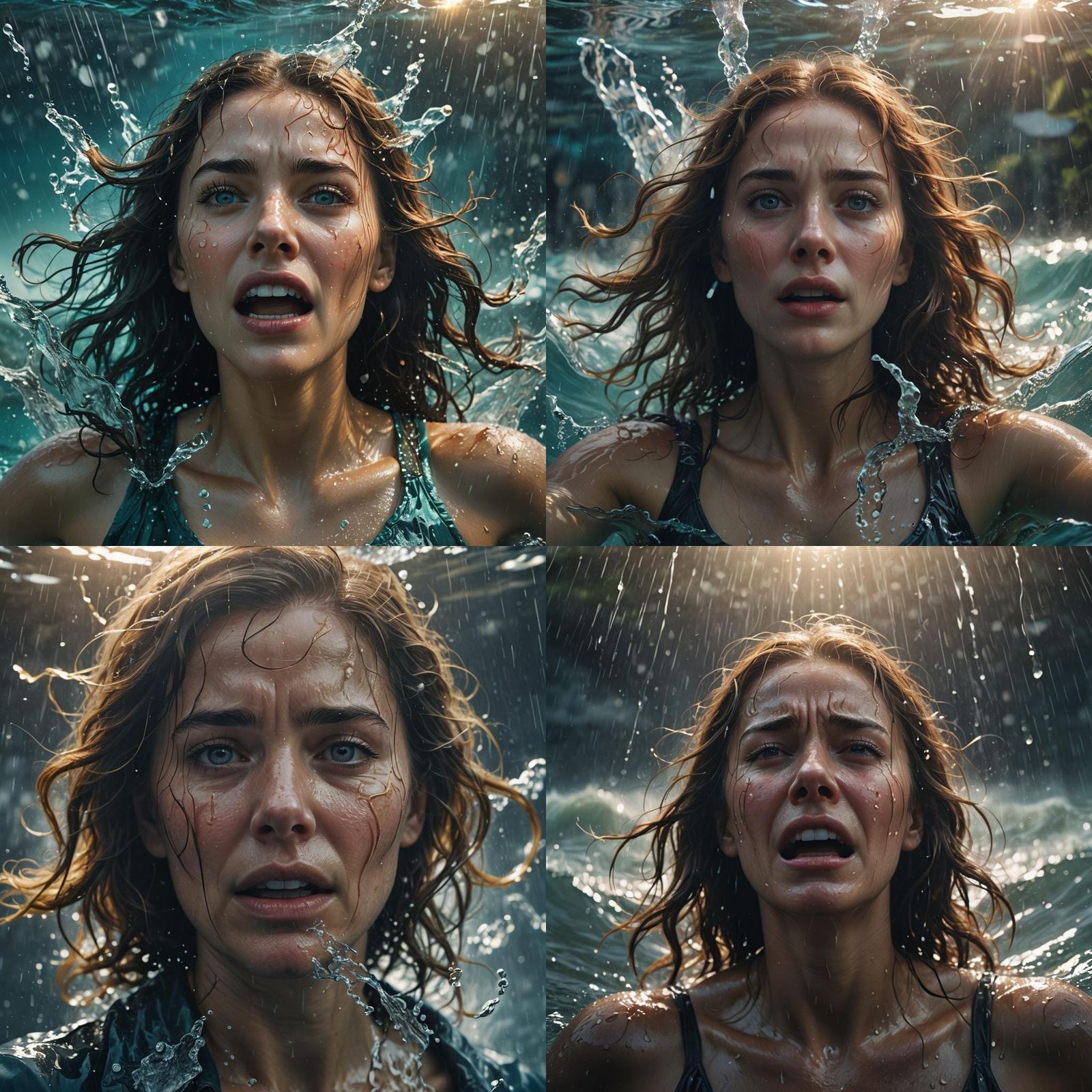 Underwater Woman's Desperate Gasp: Dramatic Digital Art