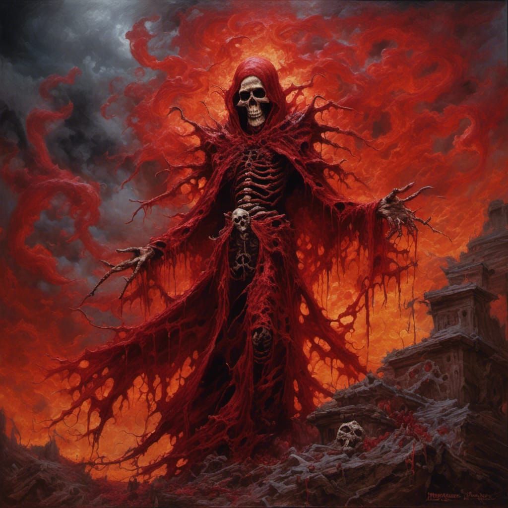 <lora:NC Hyperreal:1.0> Misfits fiend crimson ghost