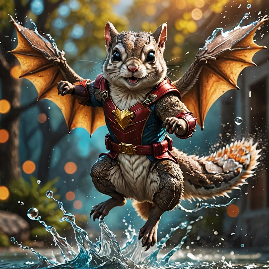Flying Squirrel Super Hero with the power of fire and water  by @Brett Alexander Rocaberte-Reneau 