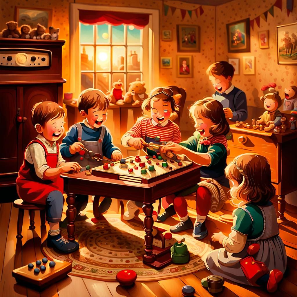 A sentimental, nostalgic scene of children playing the class...