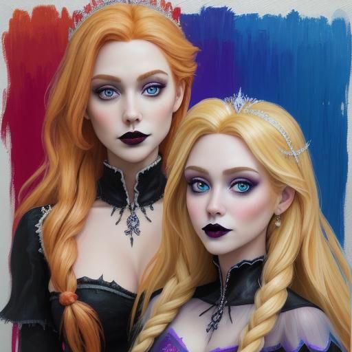 Goth Elsa and Anna - AI Generated Artwork - NightCafe Creator