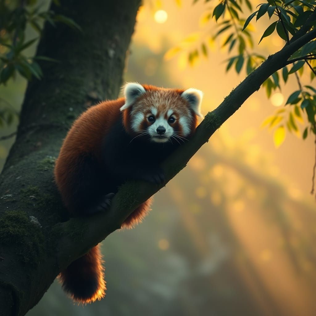Majestic Red Panda in Enchanting Cinematic Glow