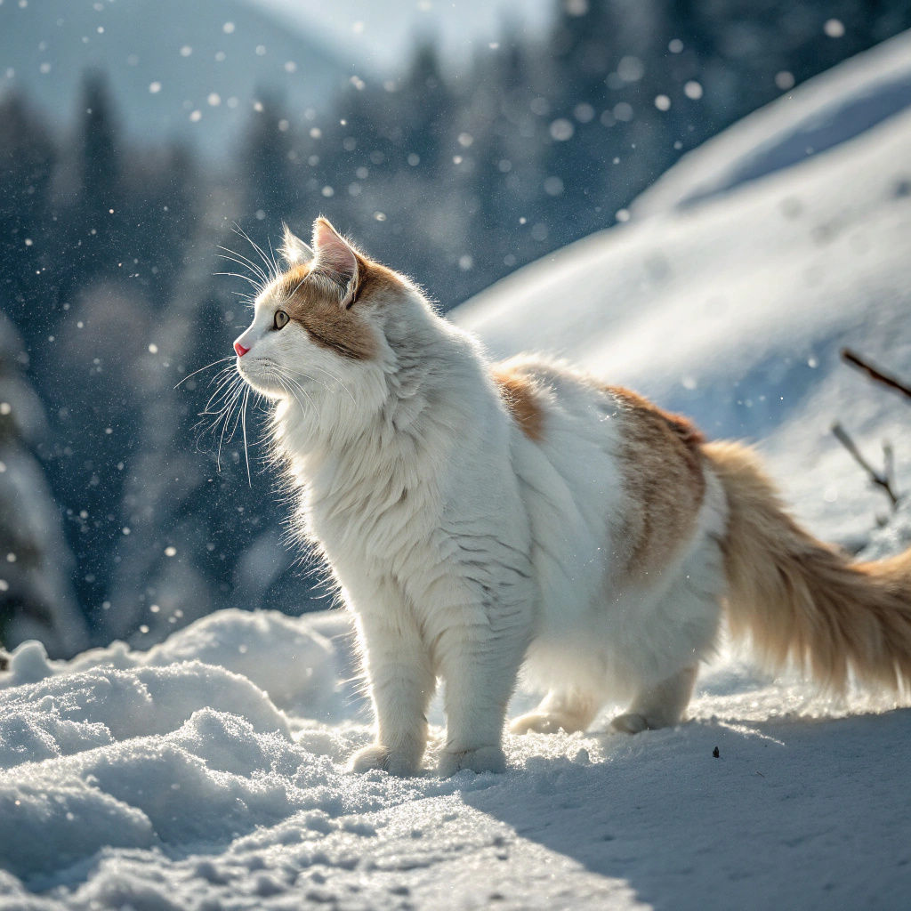 Turkish Van cat in the snow