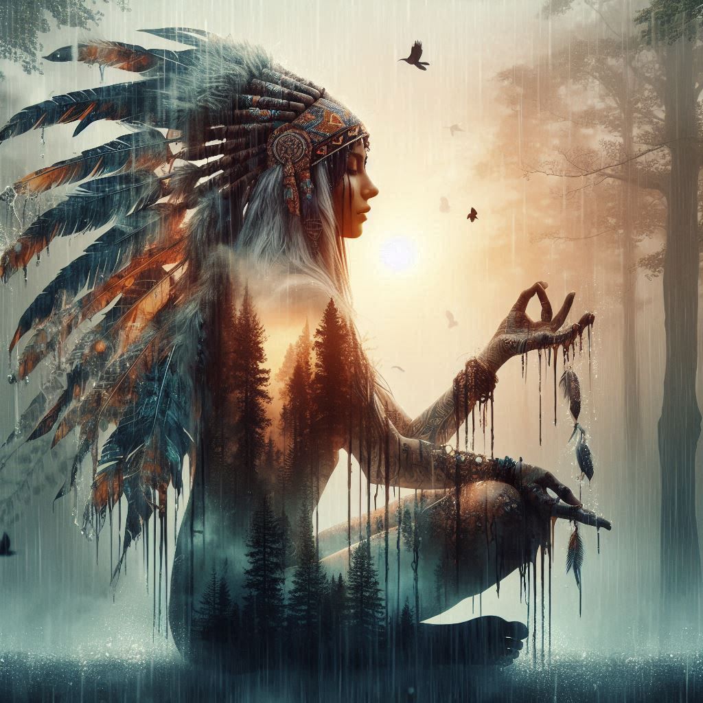 double exposure beautiful landscape portrait..