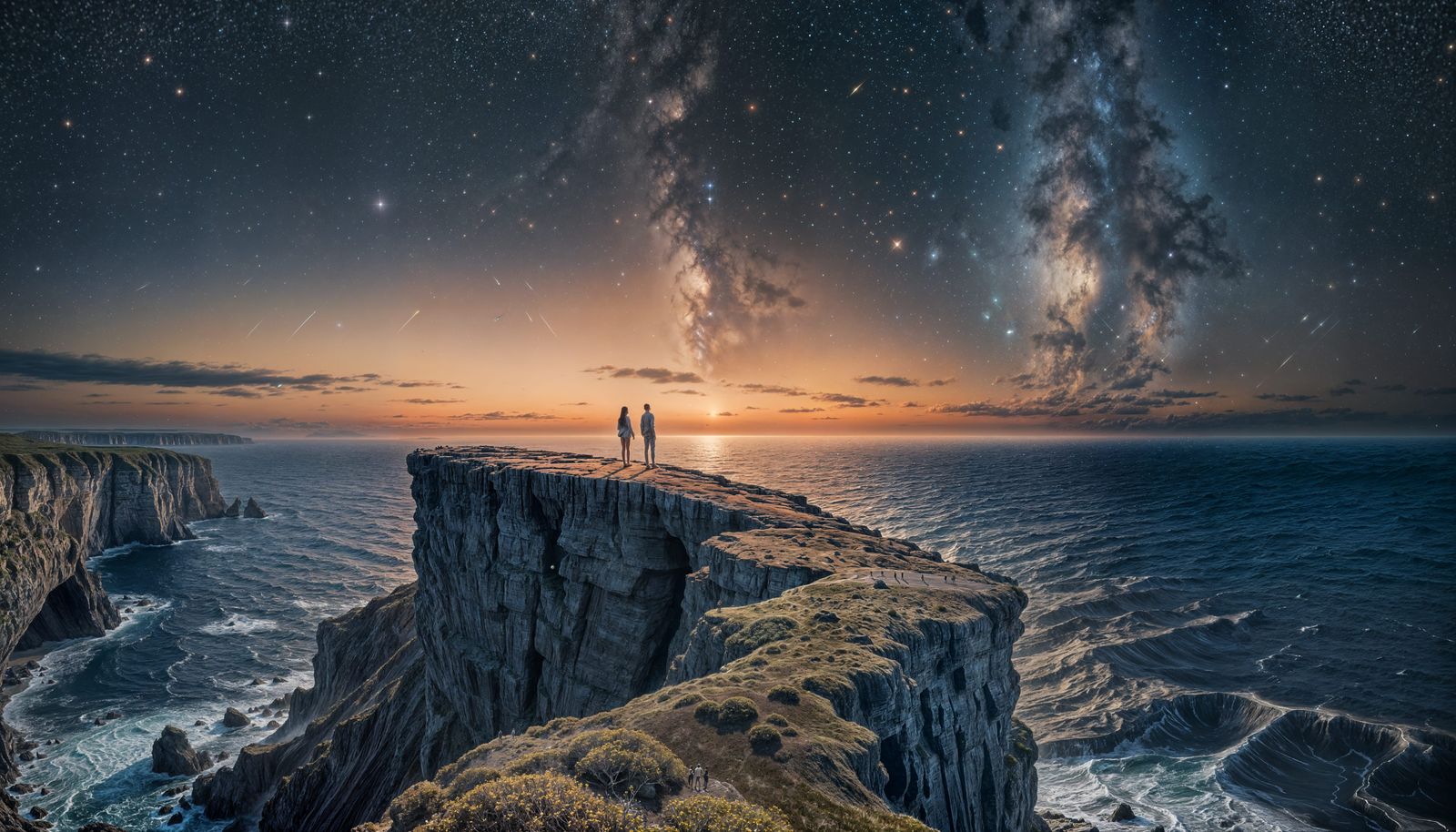 Standing on the edge of an ocean cliff, showcasing the vast emptiness and boundless of these natural ...  by @Alan