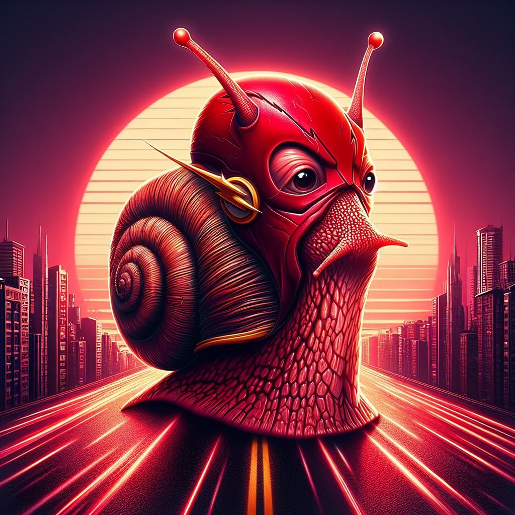 Snail in a red Flash suit