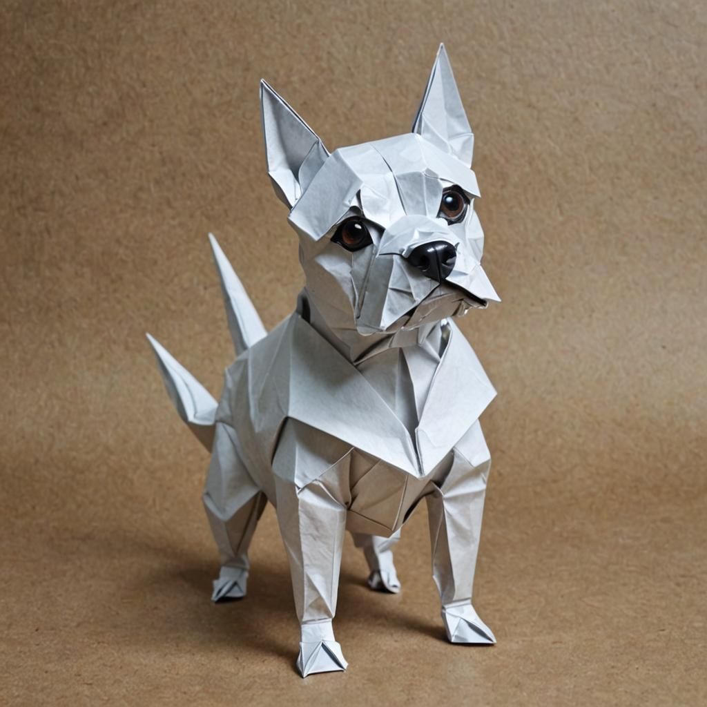 One funny dog as origami