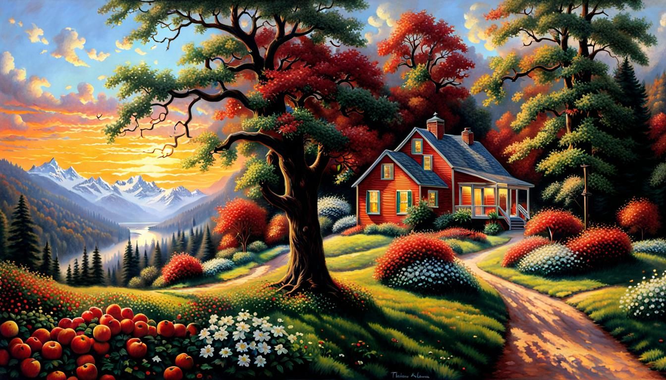 Pick A Prompt Challenge - Round 4 - Thomas Kinkade: 🏡☀️🌹 Ansel Adams 