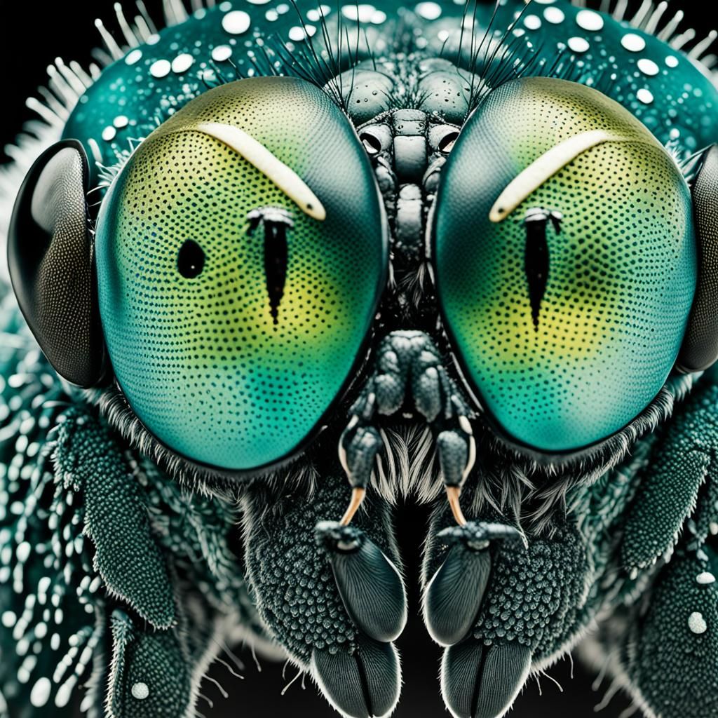 Hyper realistic, micro insect photography of the eyes of a fly, front view, National Geographic photography, ...  by @Alexander_The_Great_II