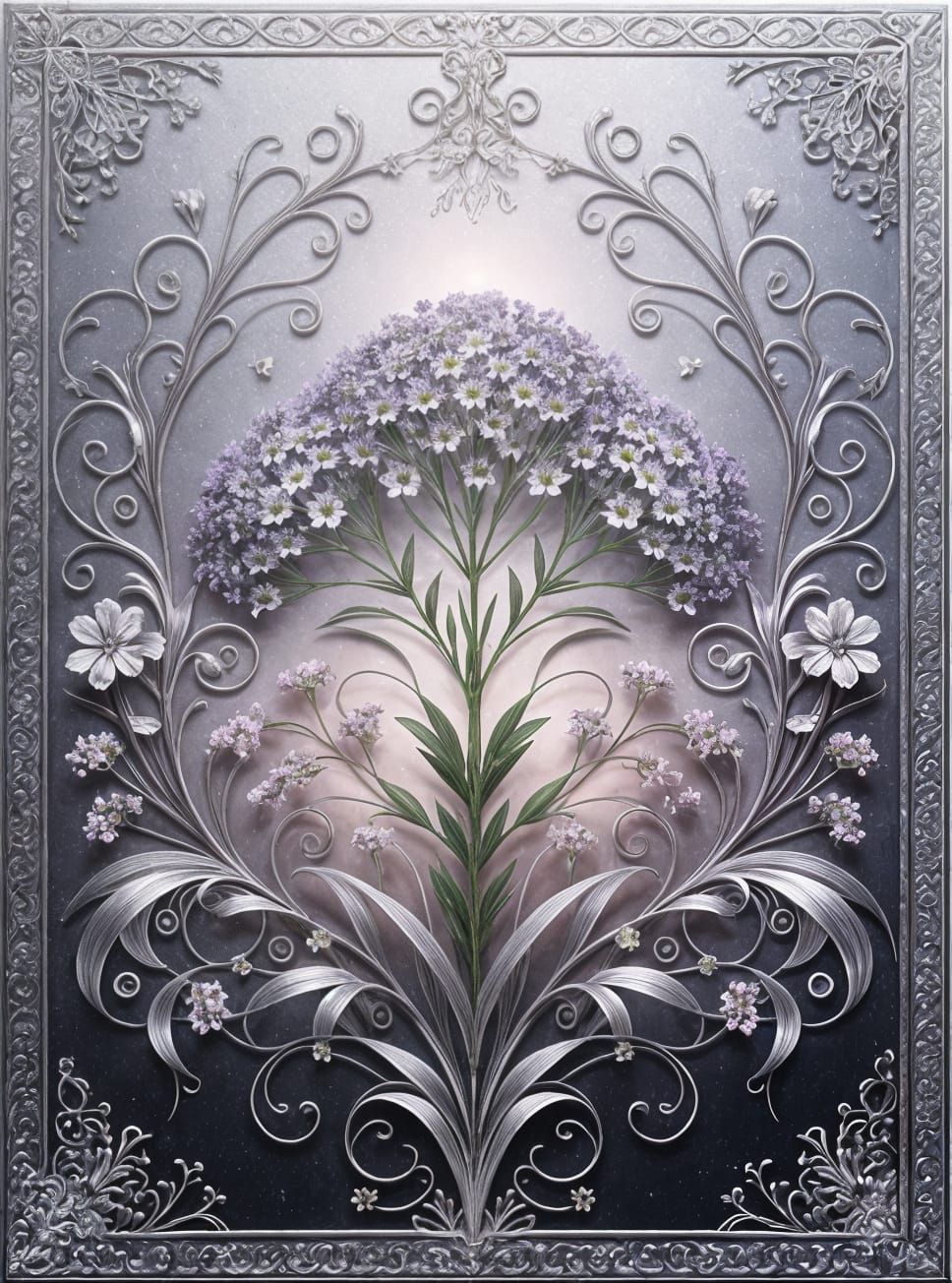 Sweet alyssum under a crescent moon