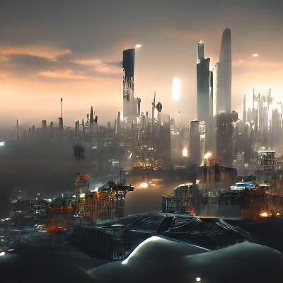 Skyline of a Dystopian Outpost on Another Planet - AI Generated Artwork ...