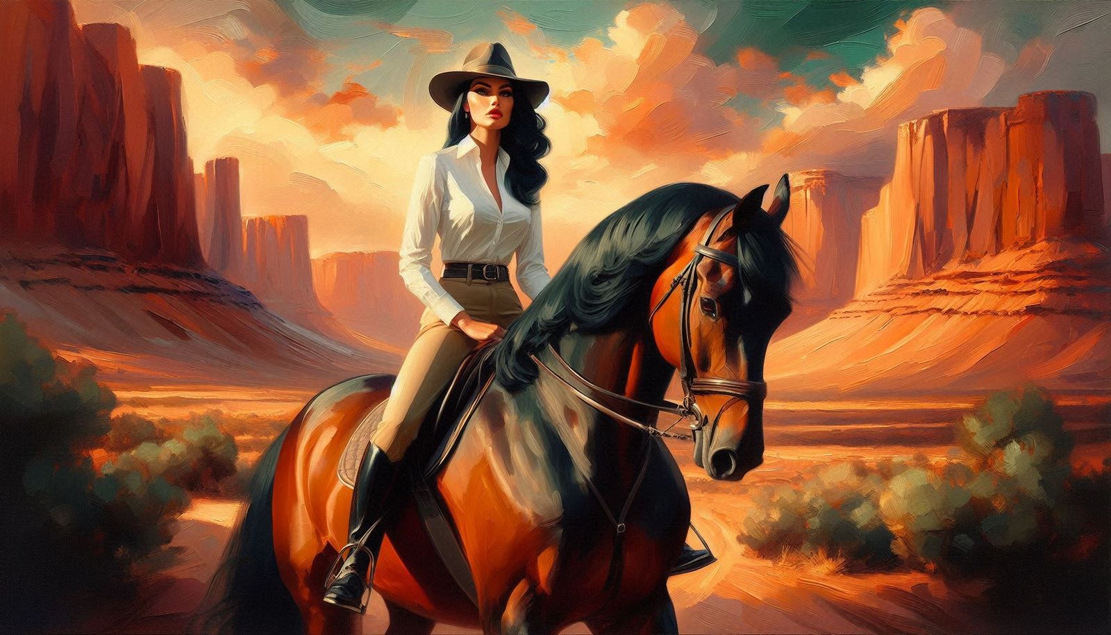 Maxine and Frisco ride "Shadow Canyon"