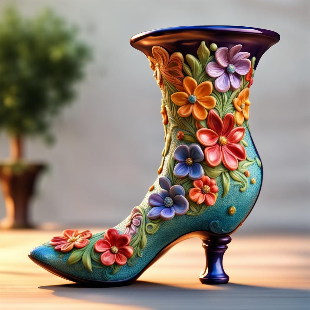 Floral Stiletto Pottery Vase