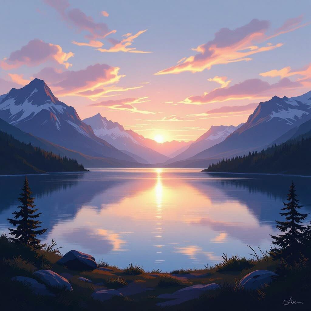 Create a high-resolution, ultra-detailed, visually stunning digital artwork suitable for commercial use. The scene features a serene and bre...