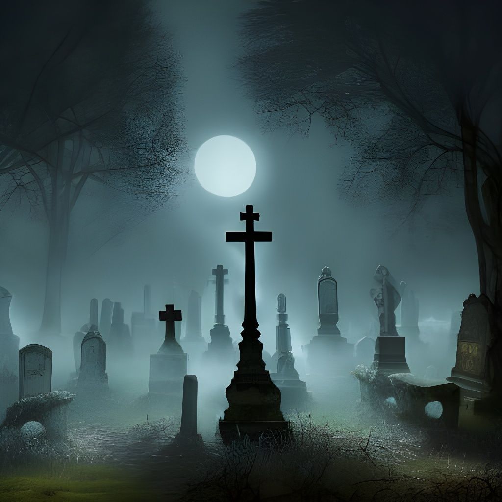 Gothic Haunted Cemetery at Night : r/nightcafe