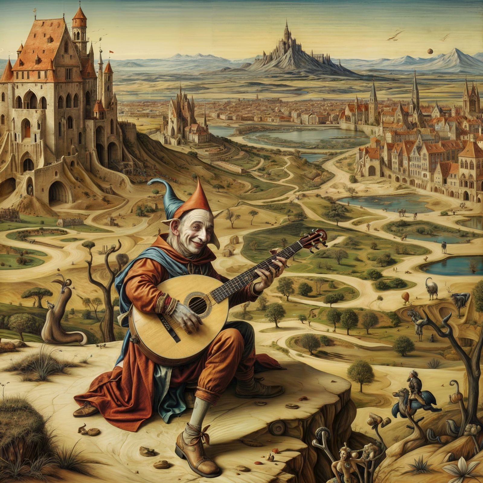 The Juggler in the Desert ... in the style of Hieronymus Bos...