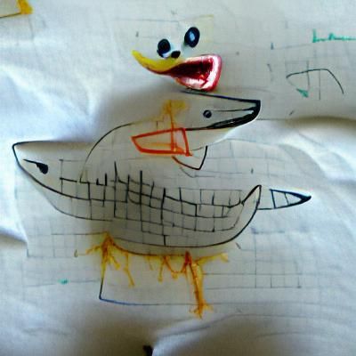 A duck with sharp teeth child’s drawing