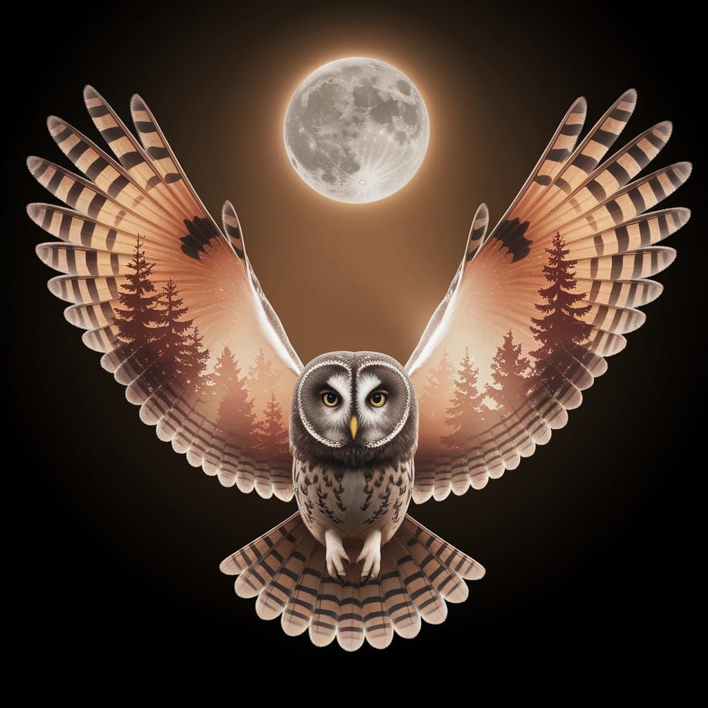 Moonlit Owl in Enchanted Forest