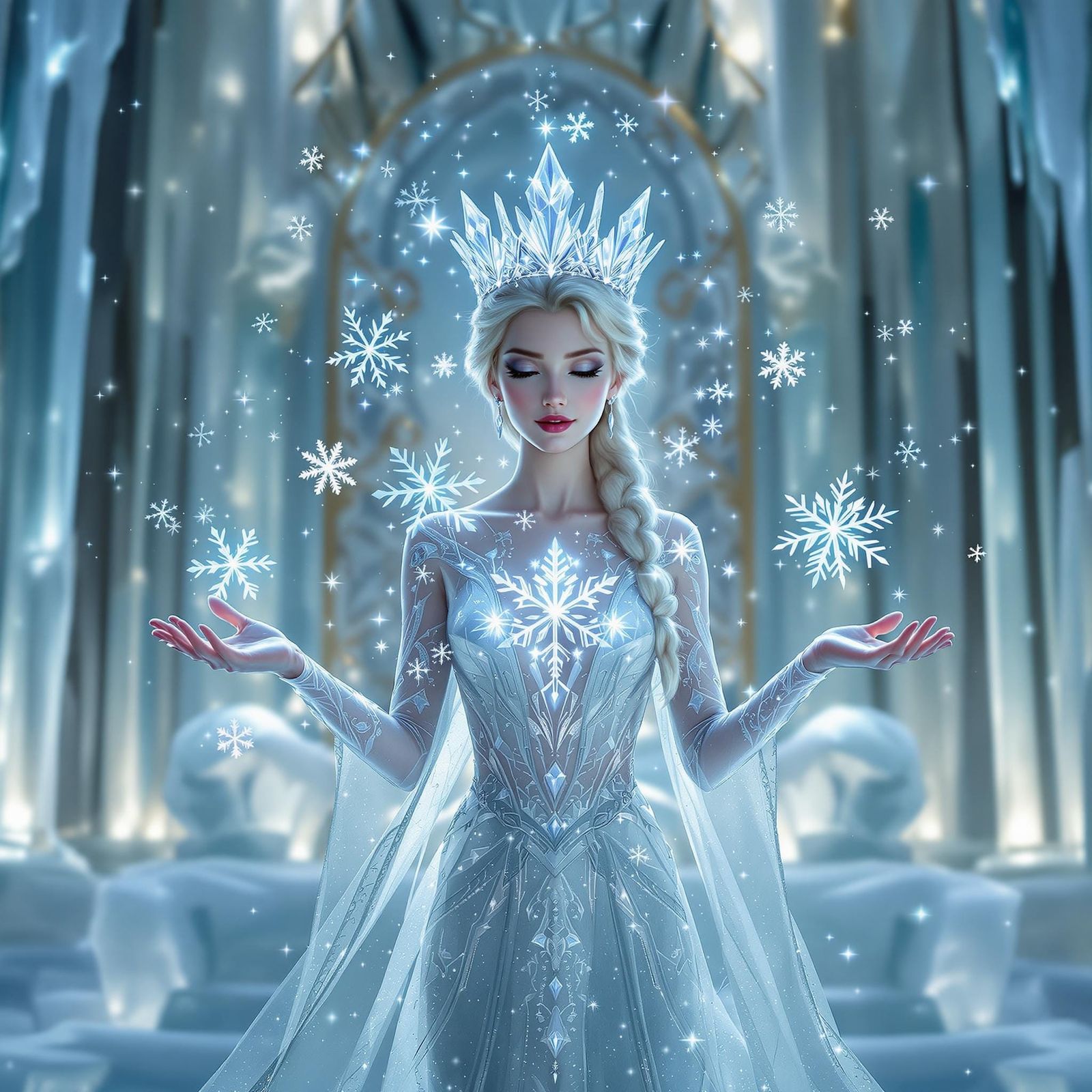Frozen Majesty: Elsa's Creation of her Snow Crystal Palace and Crown  by @AGamerWithNoName