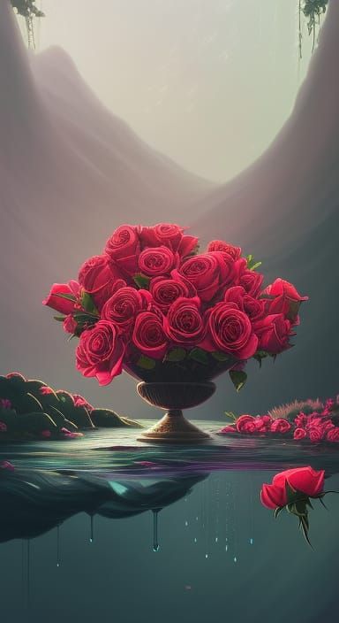 twisted-ROSES in a bowl on a astonishing-rainy-morning | deep-coloring ...