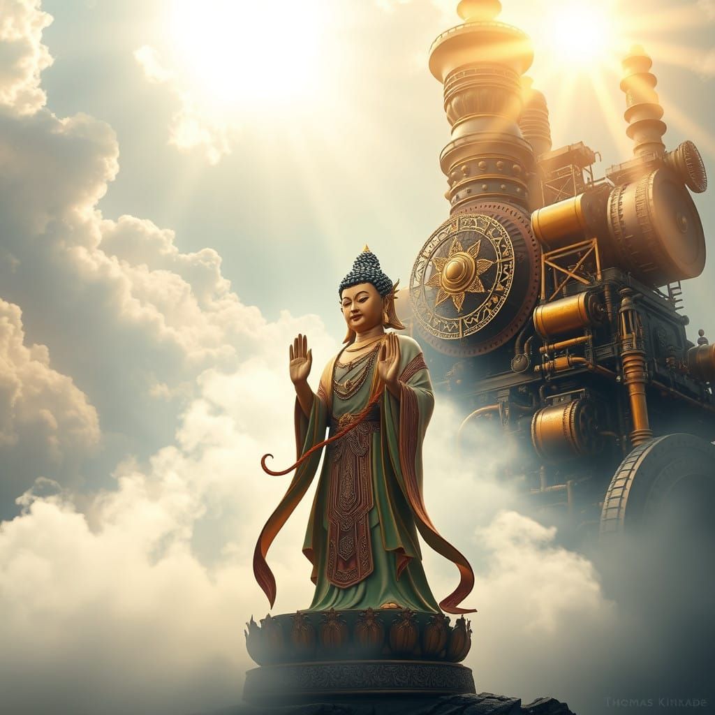 Divine Bodhisattva Radiates Heavenly Light Amidst Whispers o...