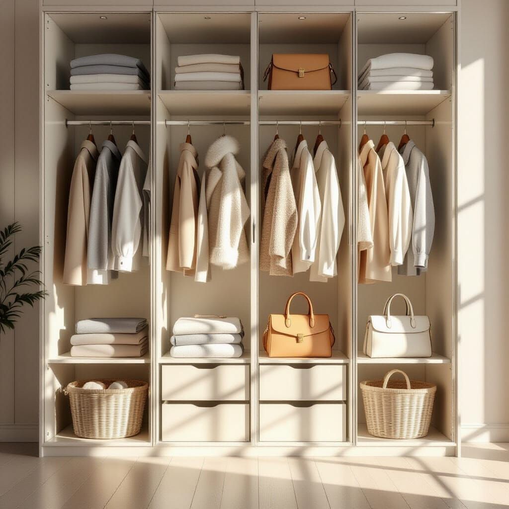 Minimalist 3D Glass Wardrobe with Designer Goods