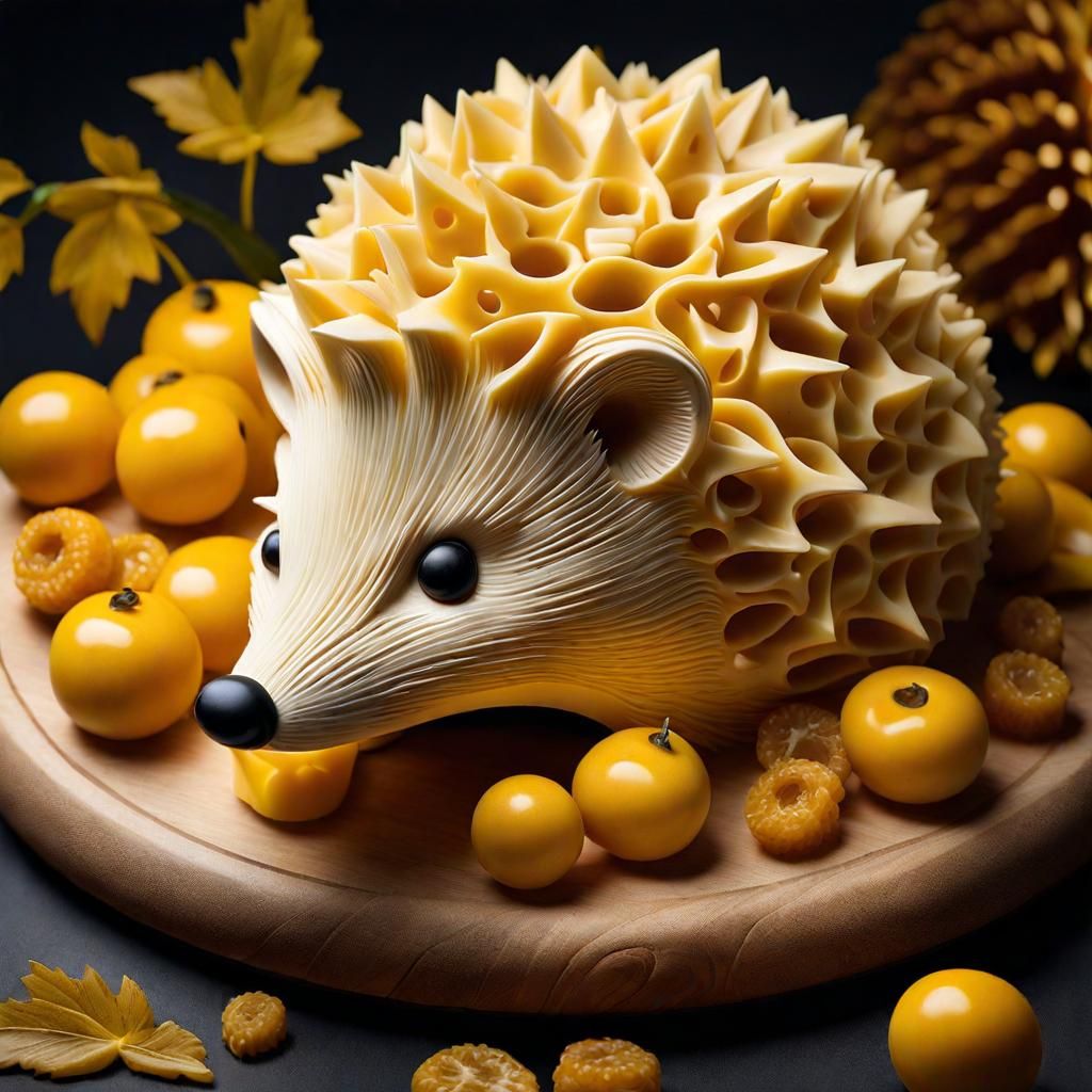 Hedgehog sculpture - made out of cheese  by @Nix255