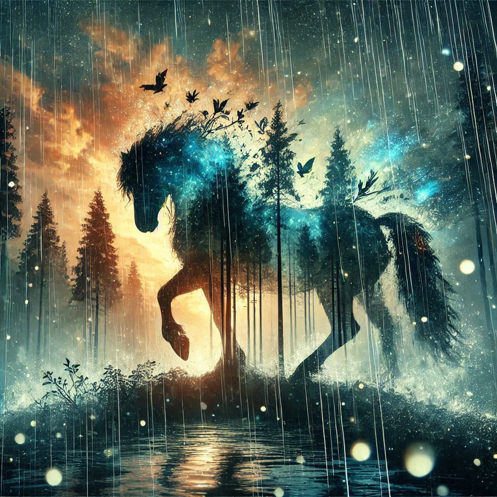 double exposure beautiful fantasy DALL-E 3 portrait landscape..
