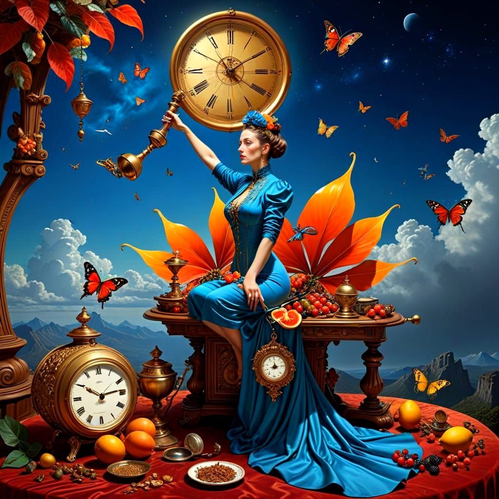 Surreal Retro Scene with Hyperrealistic Details and Polished...