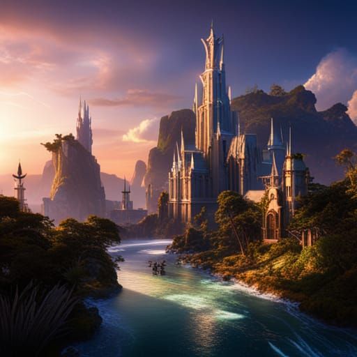 The Hidden Elven Kingdom - AI Generated Artwork - NightCafe Creator