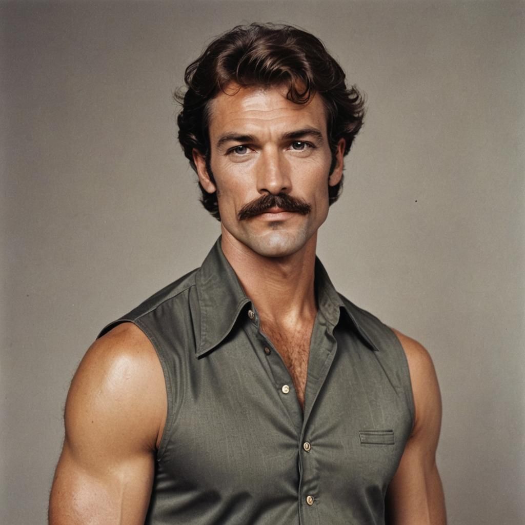 Handsome 1970s man