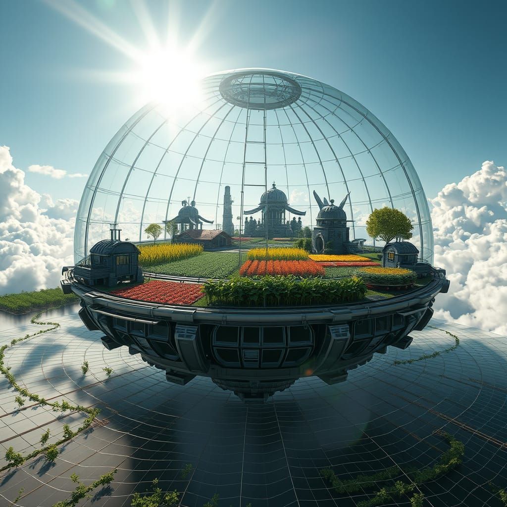 Cloud Garden Oasis in a Futuristic Glass Dome