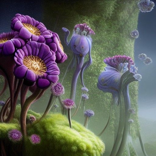 Prehistoric flowers XXXlV - AI Generated Artwork - NightCafe Creator