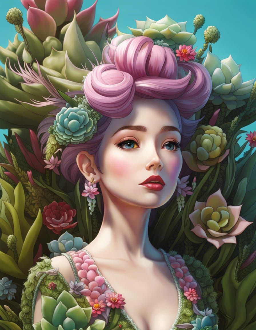 Nature girl who's a sucker for succulents - AI Generated Artwork ...