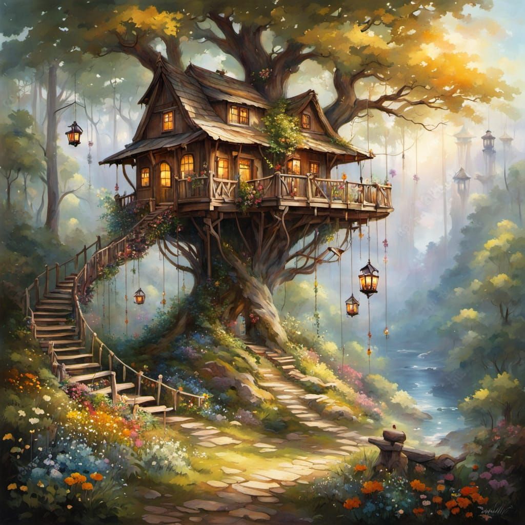 A whimsical treehouse  by @axelb