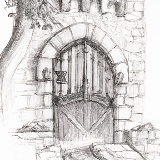 Castle gate pencil sketch