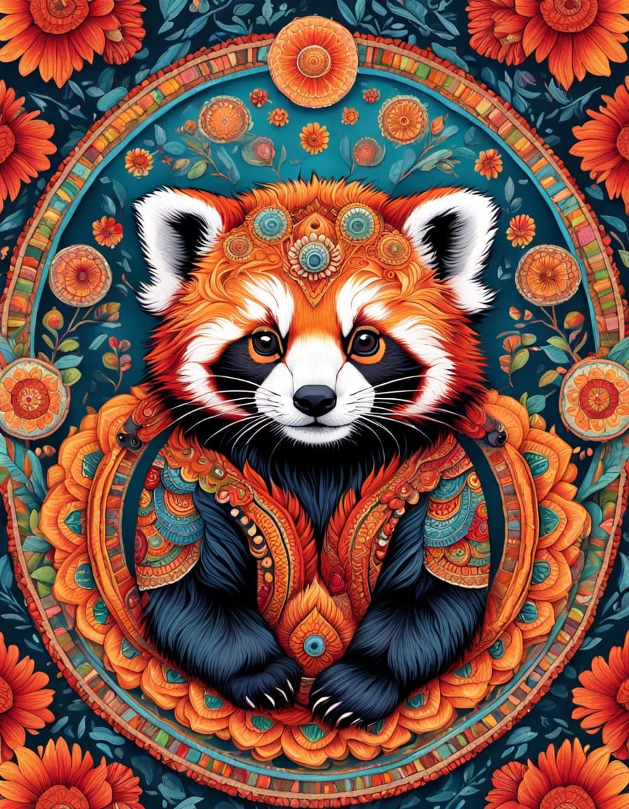 red panda mandala  by @Genevieve