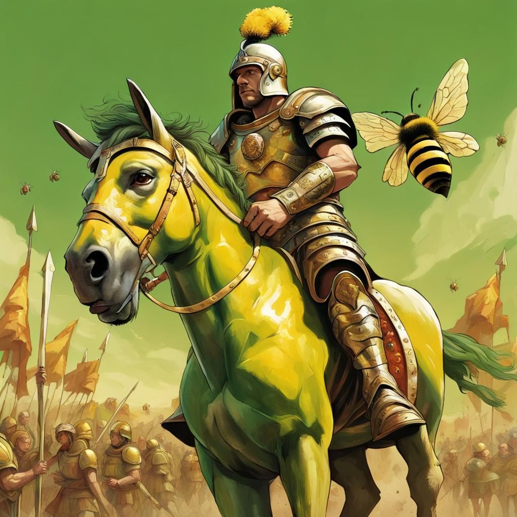 Roman Centurion with Soccer Ball Confronts Barbarians