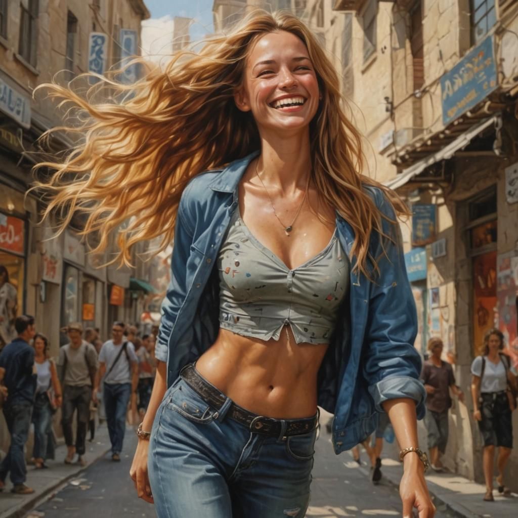 World conquering smile in photorealism